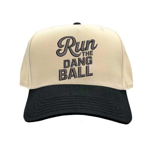 Run The Dang Ball Two Tone Baseball Hat Adjustable Baseball Cap for Streetwear, Tailgates, Rodeos & Festival Fashion - color: Natural Black