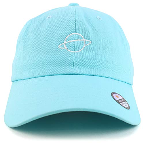 Trendy Apparel Shop Planet Embroidered Low Profile Soft Cotton Dad Hat Cap - color: Mint