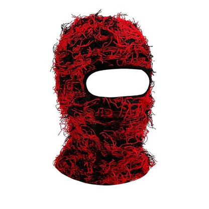 yolrdiw 2 Pieces Winter Distressed Balaclava Knitted Ski Full Face Mask for Women Men - color: Black Red