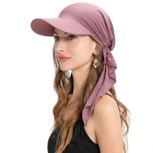 ZLYC Chemo Headwear for Women Brim Visor Head Scarf Pre Tied Headwraps Lightweight Skull Cap - color: Solid Purple White