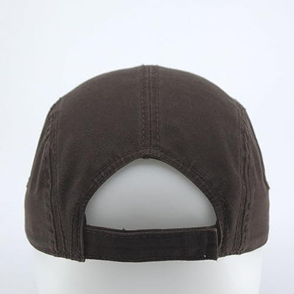 Washed Cotton Twill Five Panel Adjustable Camper Caps - color: Dark Brown