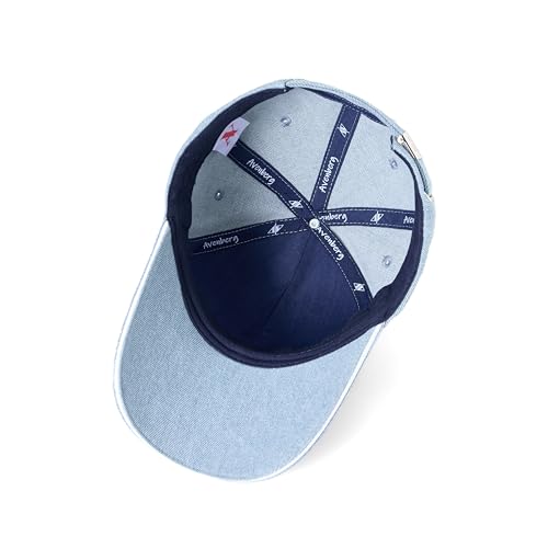 Sandwich Brim High Crown Baseball Cap – Logo-Free – Deep Fit Structured Hat for Men & Women – Minimalist Design - color: Blue Denim / White Sandwich