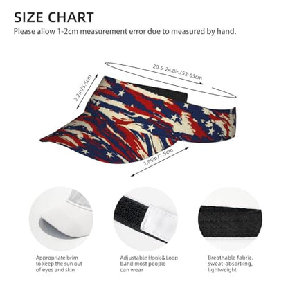Adjustable Sun Visor Hats, Lightweight Open-Top Sports Visors - color: American Camo