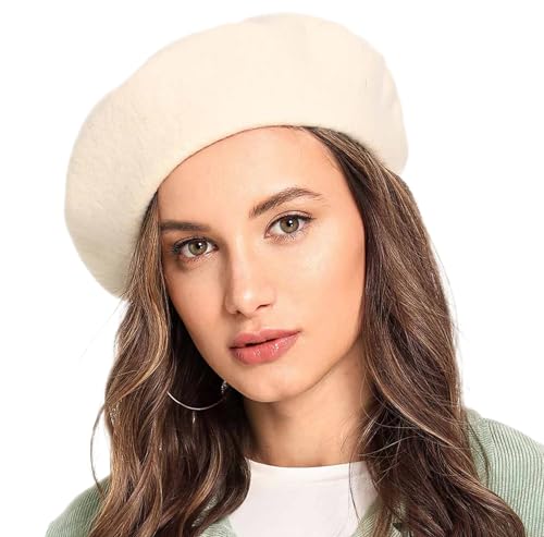 French Beret Hat for Women Solid Beanie Cap Stretchable Winter Warm Beret - color: Beige