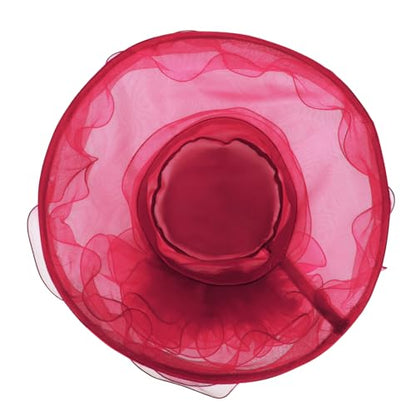 Derby Hats for Women 2025 Equestrian Derby Tea Party Fascinators Wide Brim - color: Hot Pink