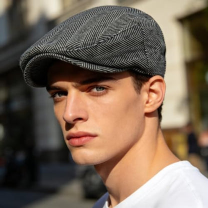 Idopy Men`s Classic Adjustable Ivy Irish Newsboy Golf Cap Hat - color: 267 Black