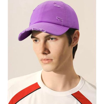 Distressed Baseball Cap for Men Women Cotton Dad Hat - color: Purple