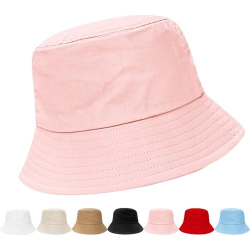 NPQQUAN Bucket Hats for Men Woman Packable Foldable Sun Hats for Women - color: Pure Pink