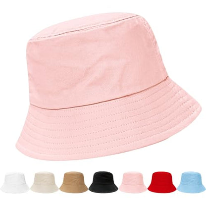 NPQQUAN Bucket Hats for Men Woman Packable Foldable Sun Hats for Women - color: Pure Pink