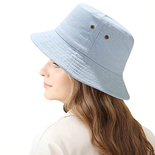 Unisex Bucket Hat Summer UPF 50+ Sun Protection Outdoor Beach Fishing Travel Hiking Hat - color: Light Blue