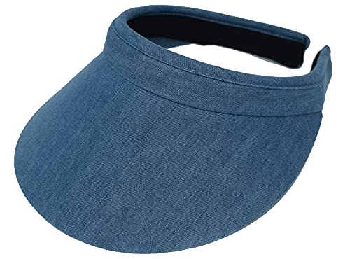 Cloth Covered Slip-On Visor, Sun Sports Visor Hats Cap for Women Adjustable Cap - color: Denim