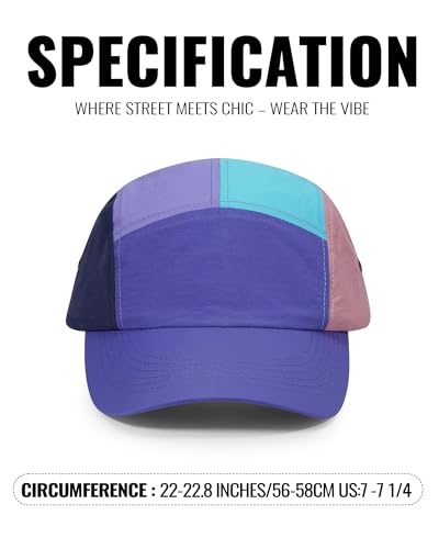 Croogo 5 Panel Running Hat Quick Dry Baseball Cap Colorful Sun Sports Cap - color: Abc01-purple