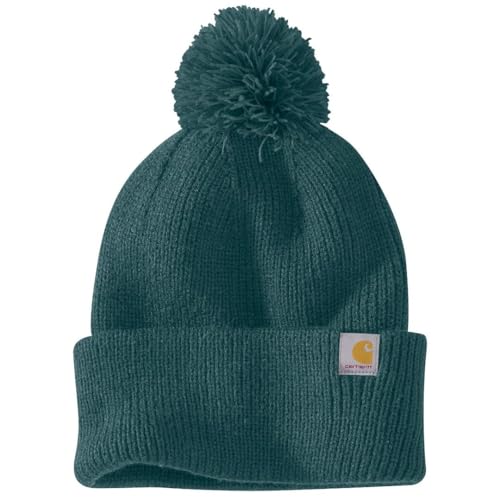 Carhartt Women's Knit Pom-Pom Cuffed Beanie - color: Greenstone