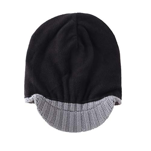 Home Prefer Men's Winter Hat Thick Knit Beanie Cap with Visor Newsboy Beanie Hat - color: Light Gray