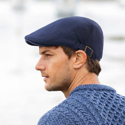 Men's Cotton Newsboy Hats Flat Ivy Gatsby Cap Irish Cabbie Ivy Driving Hunting Hat - color: Navy