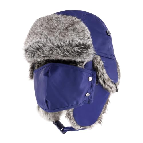 Waterproof Winter Trapper Ushanka Hat Ear Flap Chin Strap, Russian Style - color: Arctic (Royal)