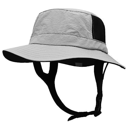 Men Bucket Hat Wide Brimmed Foldable Ladies Surf Sun Hat UPF50+ - color: Light Grey