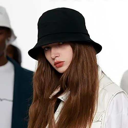 Unisex Bucket Hat Beach Sun Hat Aesthetic Fishing Hat for Men Women Teens, Reversible Double-Side-Wear - color: Black