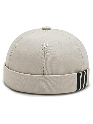 Dome Brimless Docker Cap Sailor Beanie Cap Visorless Hat for Men & Women - color: Beige