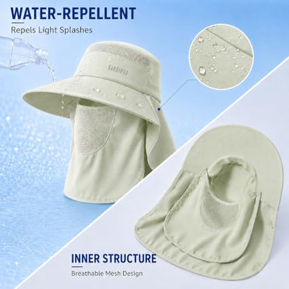 HUAMULAN Women Wide Brim Sun Hat Ponytail UV Protection Visor Fishing Cap - color: Lightgreen