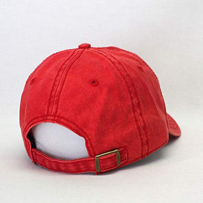 Heavy Washed Coated Canvas Wax-Look Adjustable Low Profile Men Women Baseball Cap - color: Snow Washed Red