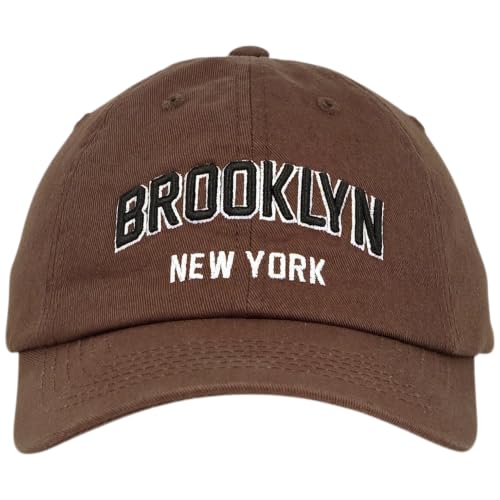 E BY ELIDAN Brooklyn New York Baseball Cap, Embroidered Dad Hat - color: Brown