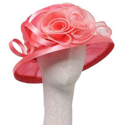 Floral Wedding Hat for Women's Tea Party Fascinators Kentucky Church Derby Hats - color: Watermelon Red