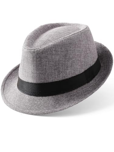 BABEYOND Men's 1920s Short Brim Trilby Fedora Hat - color: A-gray