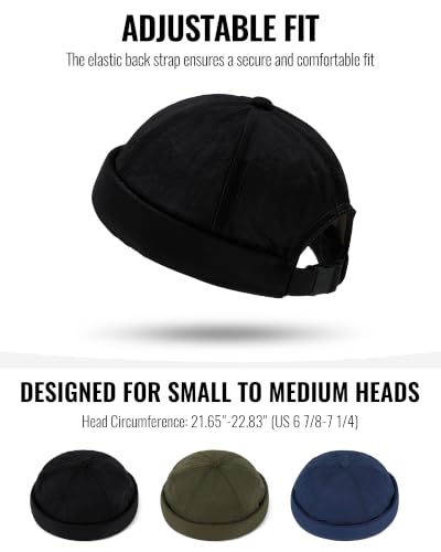 CLAPE Lightweight Breathable Brimless Cap Street Casual Versatile Summer Quick Dry Docker Cap No Brim Sailor Cap Leon Cap - color: Dcx2601-black