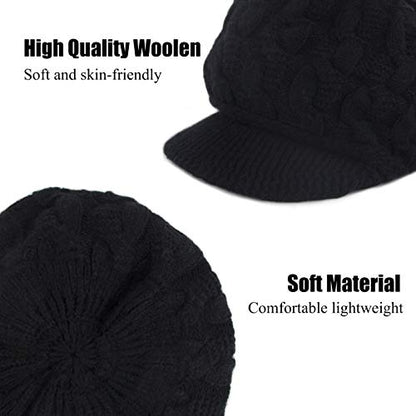 Muryobao Women Winter Warm Beanie Knit Hat Soft Lined Snow Ski Caps with Visor
