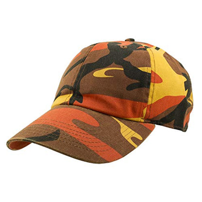 Gelante Baseball Cap Dad Hat 100% Cotton Polo Style Plain Blank Adjustable Size. - color: Orange Camo