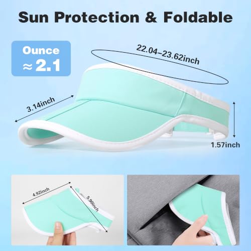 Sun Visor Caps Foldable Brim Adjustable Visor Hats for Women Men - color: Mintgreen