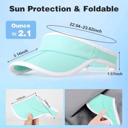 Sun Visor Caps Foldable Brim Adjustable Visor Hats for Women Men - color: Mintgreen