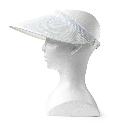 PRO.FASHION Women's Summer Sun UV Protection Visor Wide Brim Clip on Beach Pool Golf Cap Hat-Polyester - color: White
