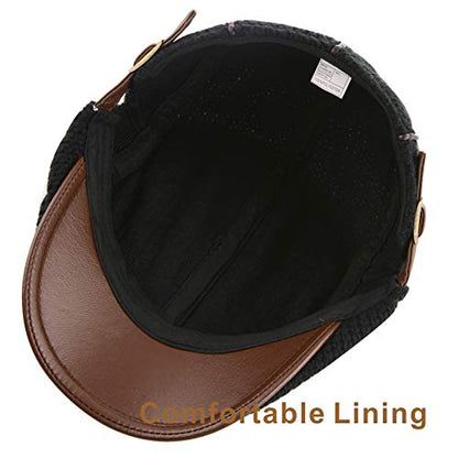 M MOACC Men Beret Hat Cotton Adjustable Newsboy Hats Cabbie Gatsby Cap Driving Flat Caps - color: Hat-t7-black