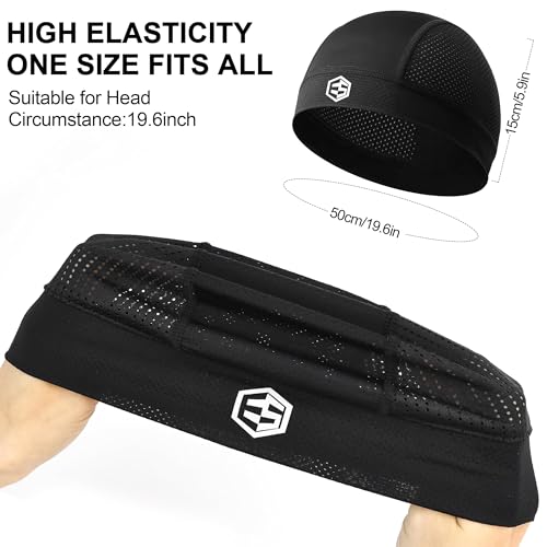 Breathable Mesh Skull Caps for Men Helmet Liner Sweat Head Cap - color: 3pc Black & Black & Gray