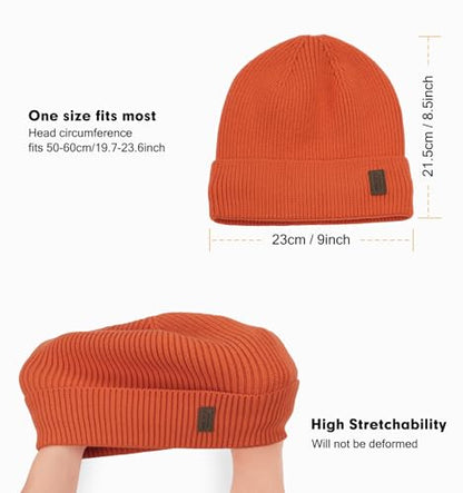 Wmcaps Winter Beanie for Men Women, Soft Warm Fleece Lined Knit Hat - color: Orange