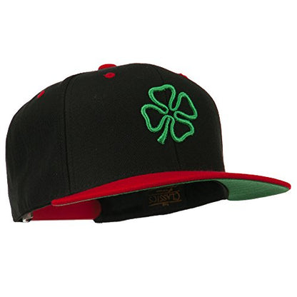 3D Clover Embroidered Two Tone Snapback Cap - color: Black Red
