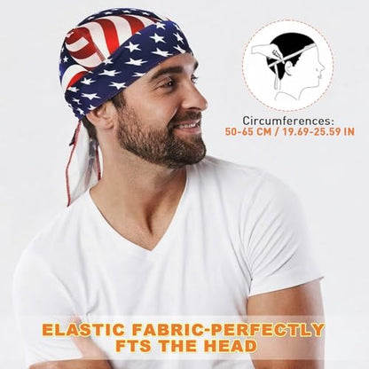 YANIKY Bandanas Skull Caps for Men, Women Skull Cap Helmet Liner Dew Rags - color: Colorful American Flag
