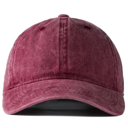 Edoneery Baseball Cap for Men and Women, Low Profile Washed Cotton Dad Hat - color: Red-1