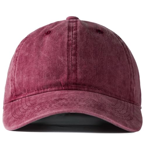 Edoneery Baseball Cap for Men and Women, Low Profile Washed Cotton Dad Hat - color: Red-1