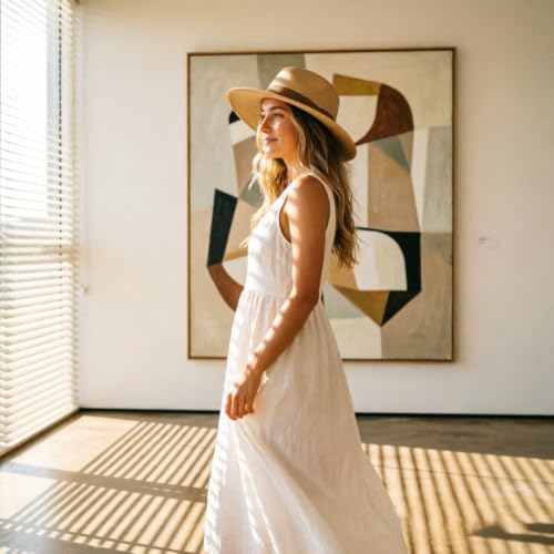 DRESHOW Women Straw Panama Hat Travel Fedora Beach Sun Hat Summer Wide Brim Straw Roll up Hats UPF 50+ - color: Fedora Hat: Khaki (Brown Ribbon)