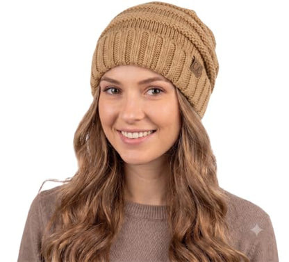 NYFASHION101 Slouch Wrinkled Beanie Cap Slouchy Skull Hat - color: Camel