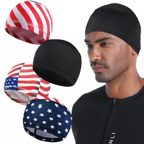 Cooling Skull Caps for Men Hard Hat Helmet Liner Cycling Cap Running Beanie - color: 4pcs Stylish Style