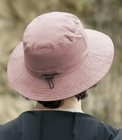 Sun Hats for Men Women Waterproof UPF 50+ Bucket Hat Protection Hat for Fishing Hiking Garden Safari Beach - color: Pink
