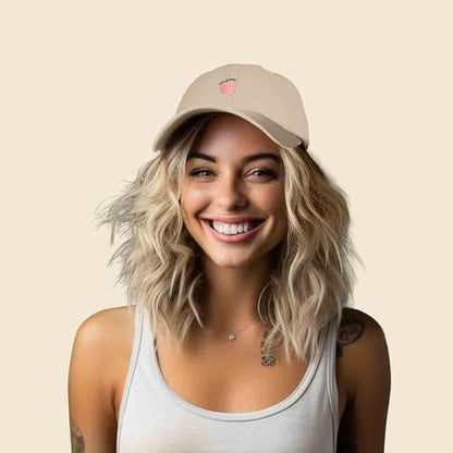 DALIX Peach Embroidered Dad Cap Cotton Baseball Hat Women - color: Khaki