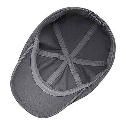 VOBOOM Cotton Flat Cabbie Hat Gatsby Ivy Irish Hunting Newsboy Cap - color: Dark Grey