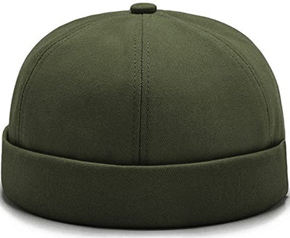 Glamorstar Dome Brimless Hats for Women Men Sailor Docker Beanie Cap Hip Hop Hats - color: Dark Green