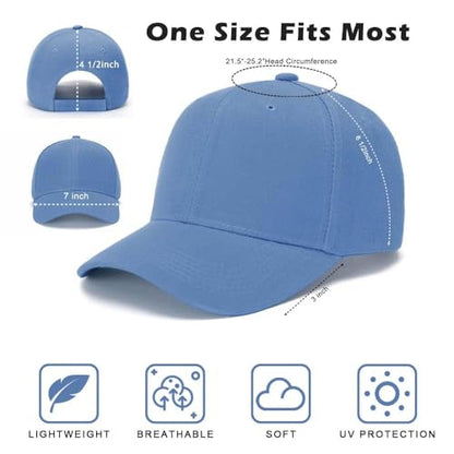 ZH Plain Adjustable Baseball Cap - Lot of 12 Unisex Blank Design Caps - color: Light Blue