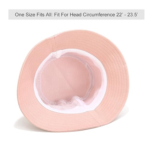 Wheebo Solid Color Bucket Hat for Women Summer Beach Fishmen Hat for Lady Adult Unisex Cotton Cap…… - color: A-sc-peach